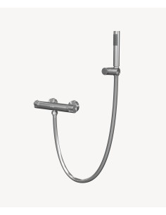 Mitigeur thermostatique de douche mural Nickel brossé - Corbeau