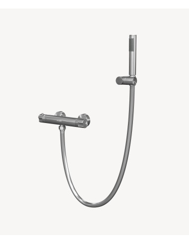 Mitigeur thermostatique de douche mural Nickel brossé - Corbeau