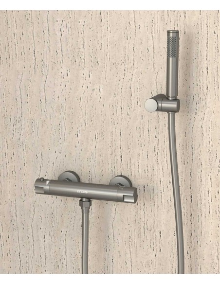 Mitigeur thermostatique de douche mural Gun métal - Corbeau