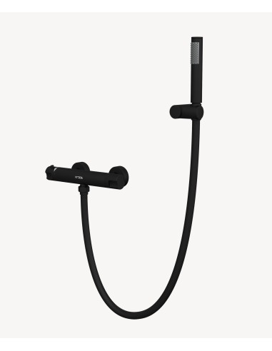 Mitigeur thermostatique de douche mural Noir - Corbeau