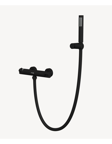 Mitigeur thermostatique de douche mural Noir - Corbeau