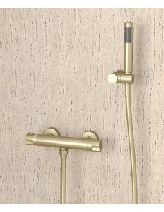 Mitigeur thermostatique de douche mural Doré brossé - Corbeau