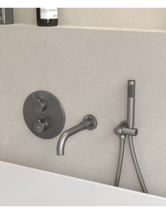 Mitigeur thermostatique de baignoire à encastrer Gun métal - Corbeau