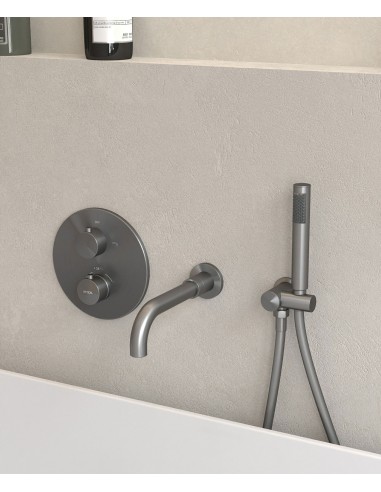 Mitigeur thermostatique de baignoire à encastrer Gun métal - Corbeau