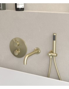 Mitigeur thermostatique de baignoire à encastrer Doré brossé - Corbeau