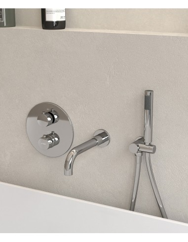 Mitigeur thermostatique de baignoire à encastrer Chromé - Corbeau
