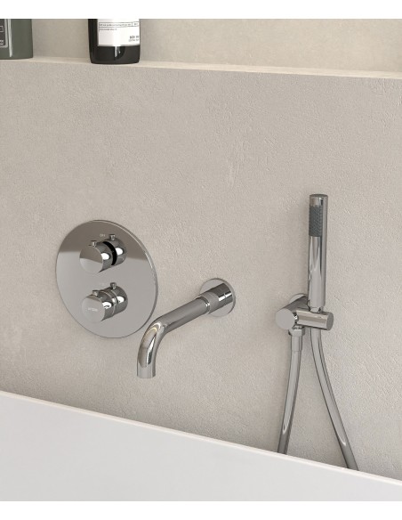 Mitigeur thermostatique de baignoire à encastrer Chromé - Corbeau
