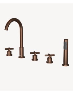 Robinet mélangeur bain-douche 5 trous sur plage Or rose brossé - Corbeau