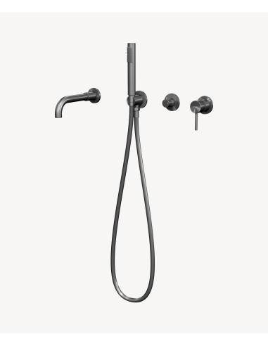 Mitigeur de baignoire à encastrer 4 trous Gun métal - Corbeau