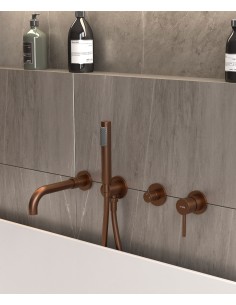 Mitigeur de baignoire à encastrer 4 trous Or rose brossé - Corbeau