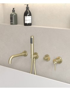 Mitigeur de baignoire à encastrer 4 trous Doré brossé - Corbeau