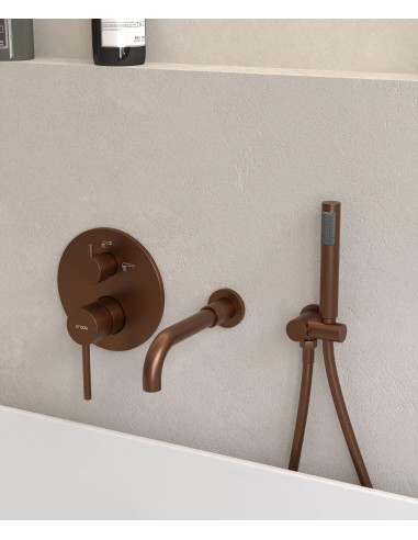 Robinet mitigeur de baignoire à encastrer Or rose brossé - Corbeau