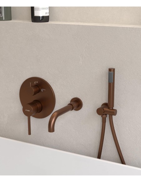 Robinet mitigeur de baignoire à encastrer Or rose brossé - Corbeau