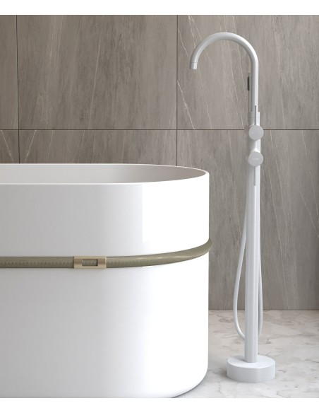 Robinet mitigeur bain-douche sur pied Blanc - Corbeau