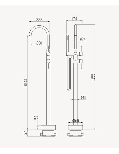 Robinet mitigeur bain-douche sur pied Blanc - Corbeau