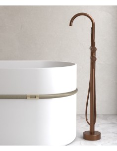 Robinet mitigeur bain-douche sur pied Or rose brossé - Corbeau