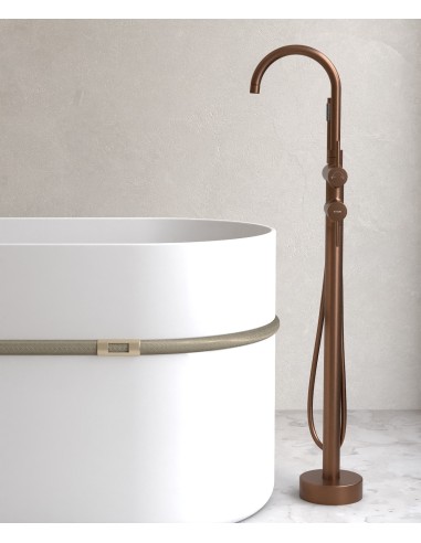 Robinet mitigeur bain-douche sur pied Or rose brossé - Corbeau