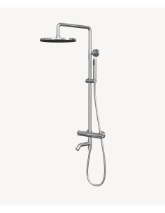 Colonne bain douche thermostatique nickel brossé  avec sécurité anti-brûlures - Corbeau