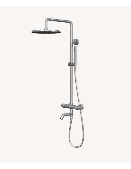 Colonne bain douche thermostatique nickel brossé  avec sécurité anti-brûlures - Corbeau
