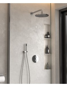 Colonne de douche encastrée thermostatique pommeau pluie anti calcaire Chromé - Corbeau