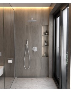 Kit douche encastrable moderne jet de pluie Blanc - Corbeau
