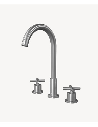 Robinet mélangeur lavabo sur plage Nickel brossé - Corbeau
