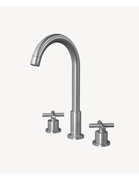 Robinet mélangeur lavabo sur plage Nickel brossé - Corbeau