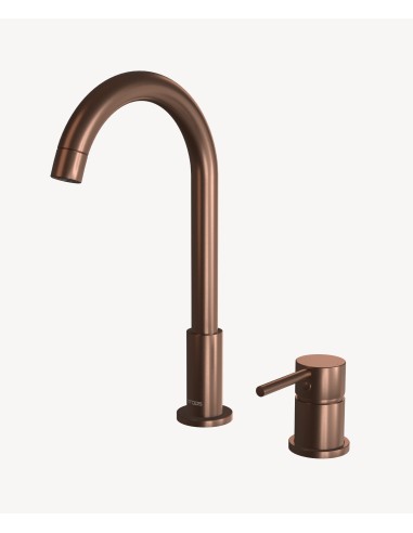Mitigeur lavabo 2 trous Or rose brossé - Corbeau