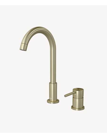 Mitigeur lavabo 2 trous Doré brossé - Corbeau