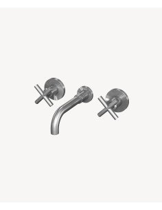 Robinet mélangeur lavabo mural Nickel brossé - Corbeau