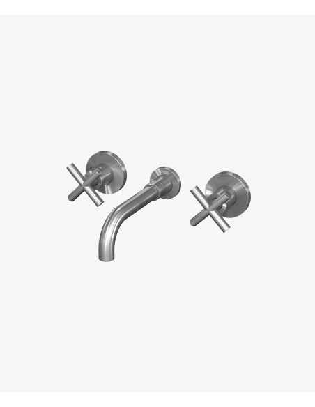 Robinet mélangeur lavabo mural Nickel brossé - Corbeau