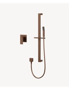 Mitigeur douche encastré avec ensemble barre et douchette Or rose brossé - Sirius