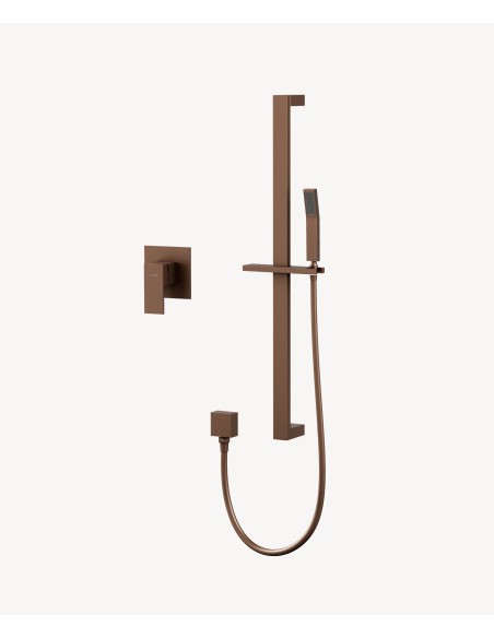Mitigeur douche encastré avec ensemble barre et douchette Or rose brossé - Sirius