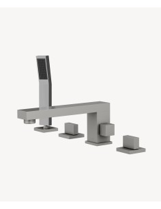 Robinet mélangeur bain-douche sur plage 4 trous Nickel brossé - Sirius