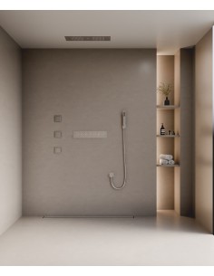 Ensemble douche thermostatique moderne Chromé - Ciel de pluie LED 900x300 mm, 3 jets de corps