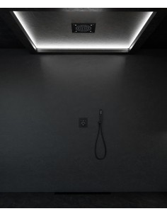 Pack douche thermostatique avec pommeau pluie LED encastré plafond Noir - Sirius