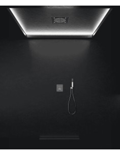 Pack douche thermostatique avec pommeau pluie LED encastré plafond Chromé - Sirius