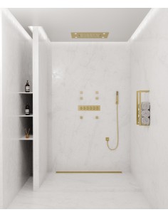 Composition de douche thermostatique multifonctions à LED Doré brossé - 600x800 mm