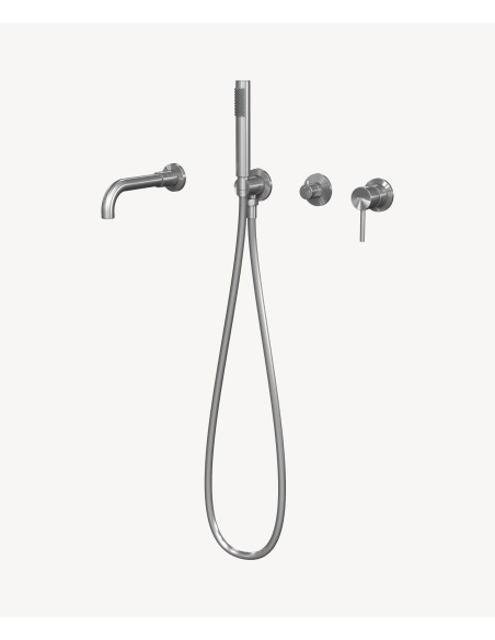 Mitigeur de baignoire à encastrer 4 trous Nickel brossé - Corbeau