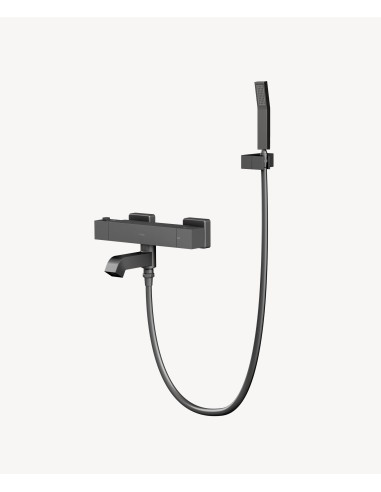 Mitigeur thermostatique de baignoire mural Gun métal - Sirius