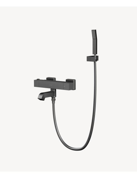 Mitigeur thermostatique de baignoire mural Gun métal - Sirius