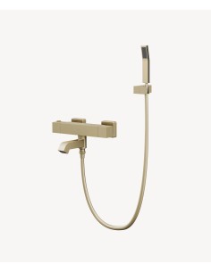 Mitigeur thermostatique de baignoire mural Doré brossé - Sirius