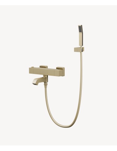 Mitigeur thermostatique de baignoire mural Doré brossé - Sirius