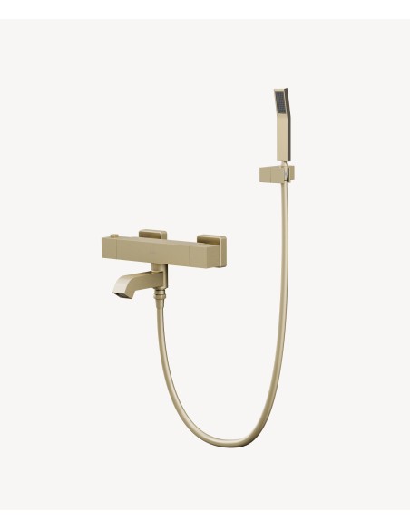 Mitigeur thermostatique de baignoire mural Doré brossé - Sirius