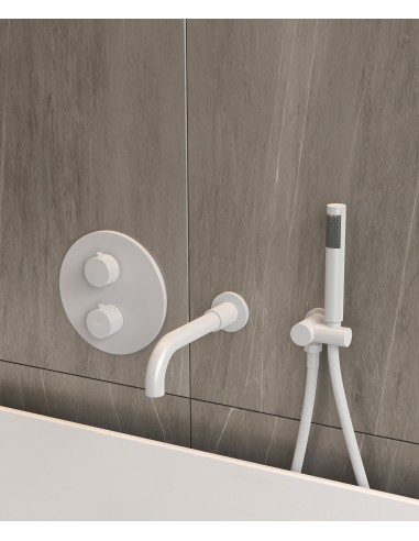 Mitigeur thermostatique de baignoire à encastrer Blanc - Corbeau
