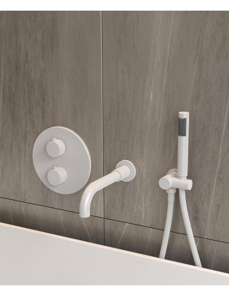 Mitigeur thermostatique de baignoire à encastrer Blanc - Corbeau