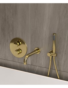 Mitigeur thermostatique de baignoire à encastrer Doré - Corbeau