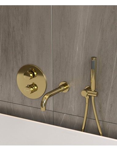 Mitigeur thermostatique de baignoire à encastrer Doré - Corbeau