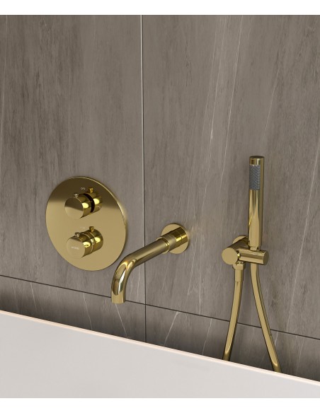 Mitigeur thermostatique de baignoire à encastrer Doré - Corbeau