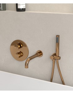 Mitigeur thermostatique de baignoire à encastrer Or rose - Corbeau